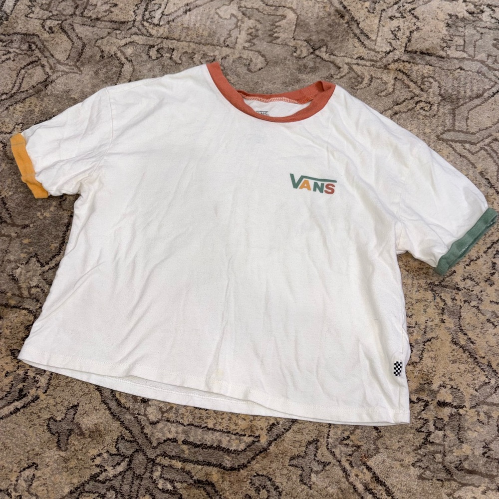 Vans White Crop Top with Colorful Accents